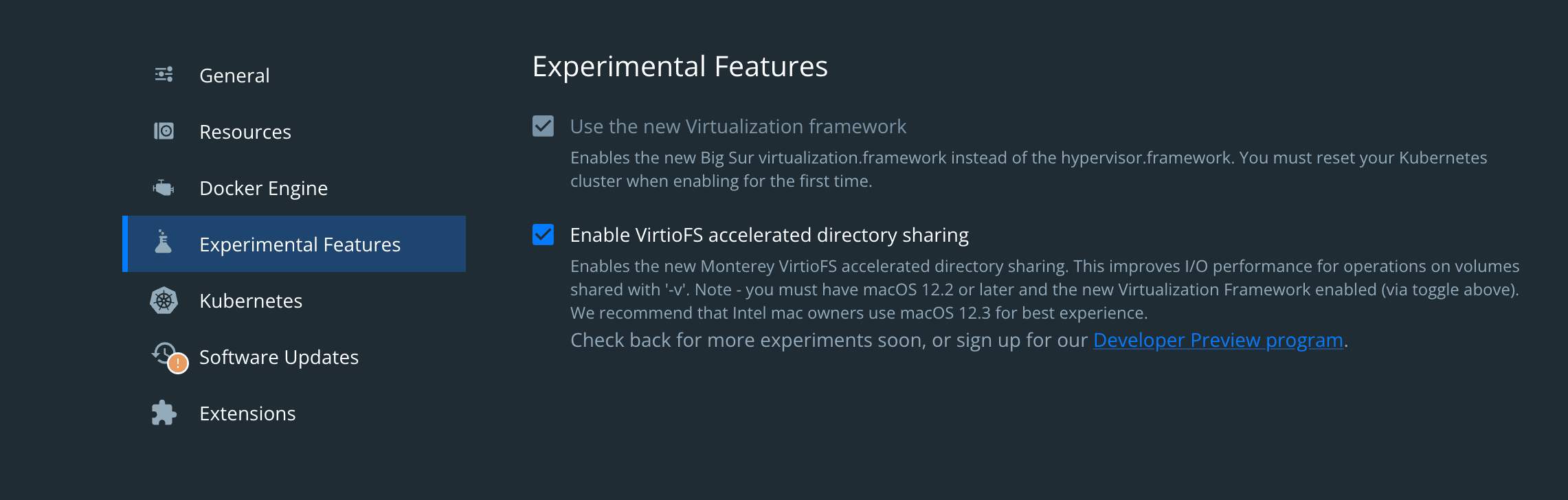 Speed-Up your Docker containers on macOS by enabling the new Virtualization Framework and VirtioFS